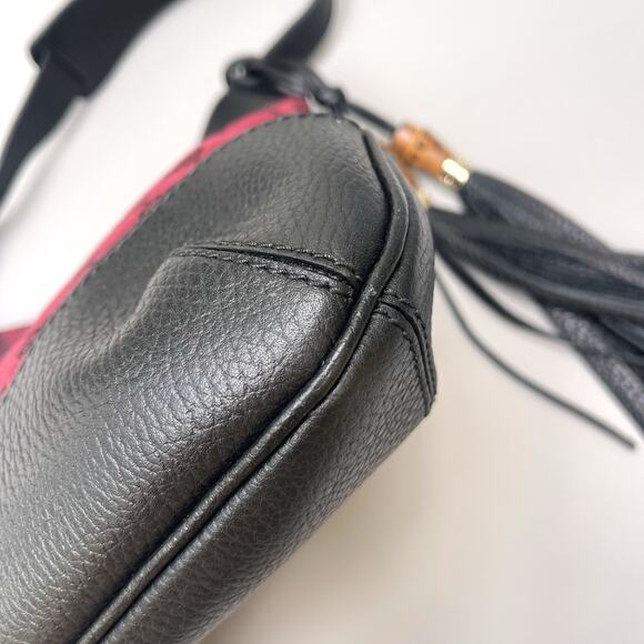 Gucci Red Monogram And Black Leather Shoulder Bag - Picture 3 of 14